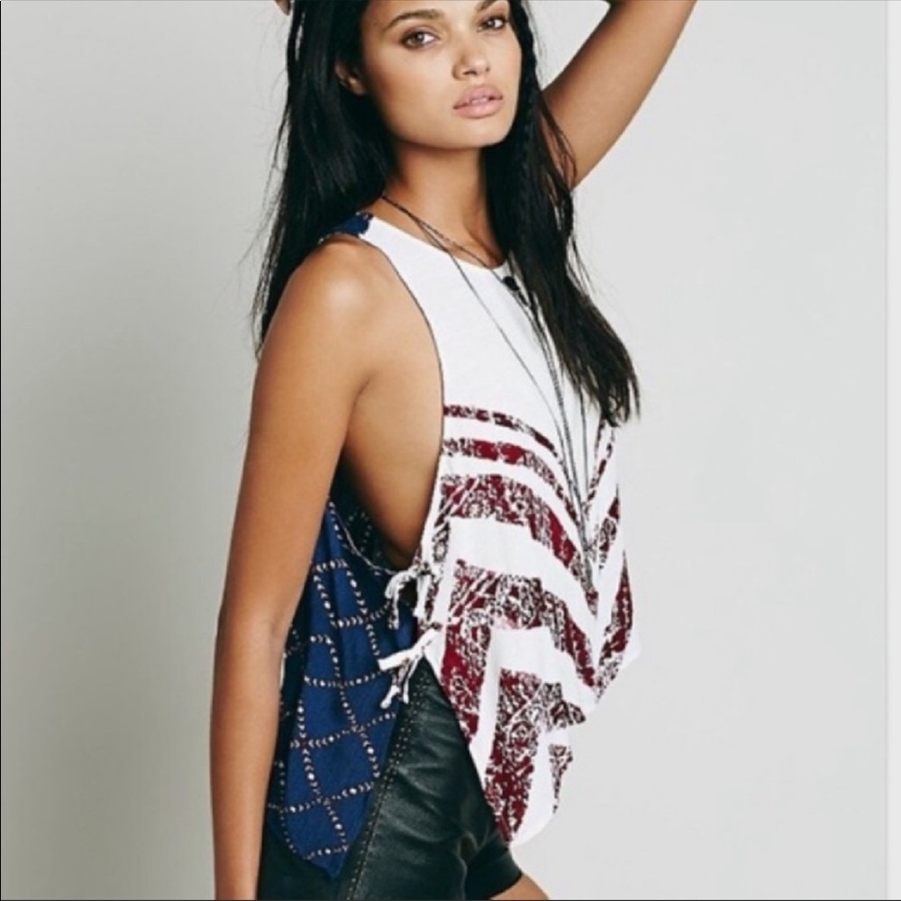 Free People red, white, and blue top